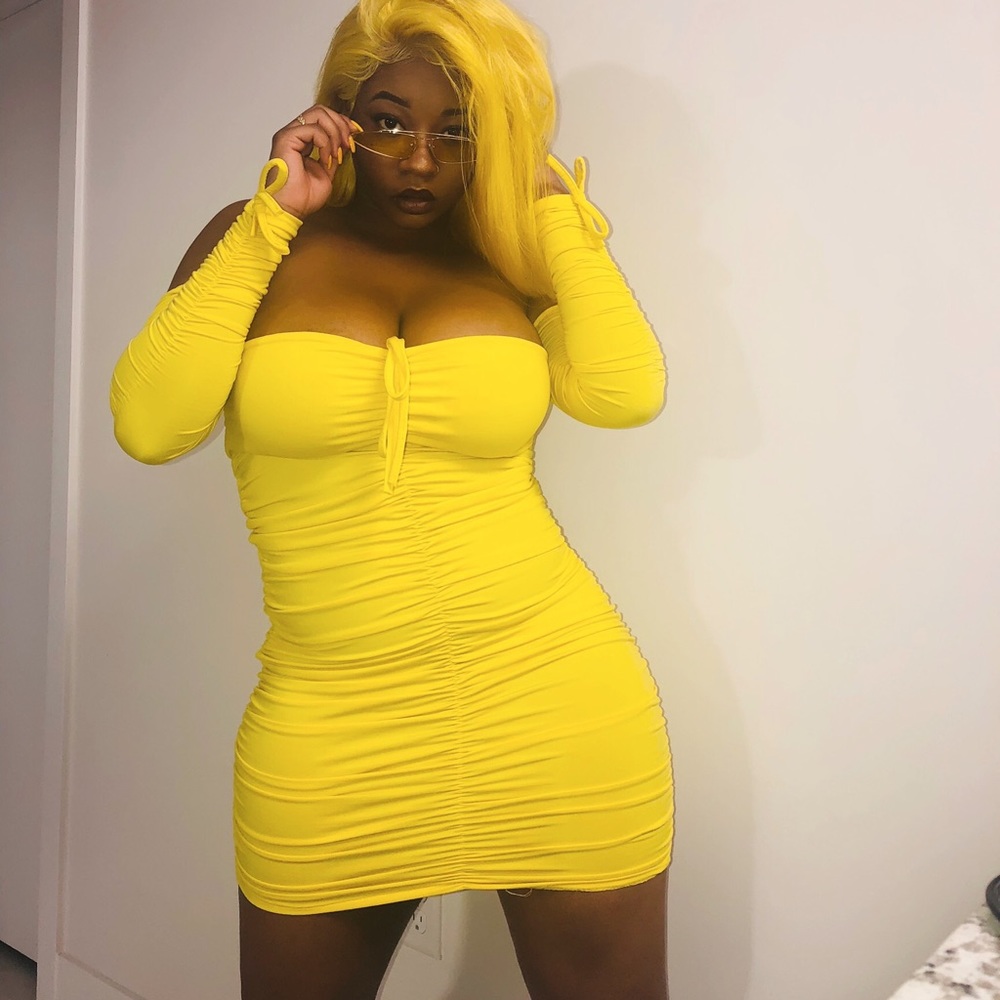 Yellow mesh dress